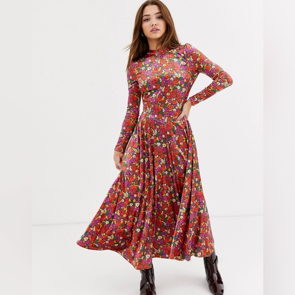 Free People Dresses & Skirts - Free People heartland velvet floral midi dress size S
